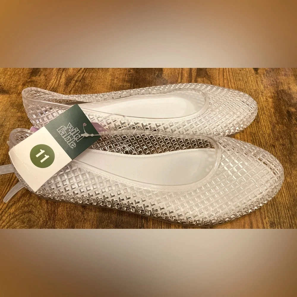 Women's Isabella Jelly Flats - Wild Fable Clear Size 11 new - Picture 3 of 6